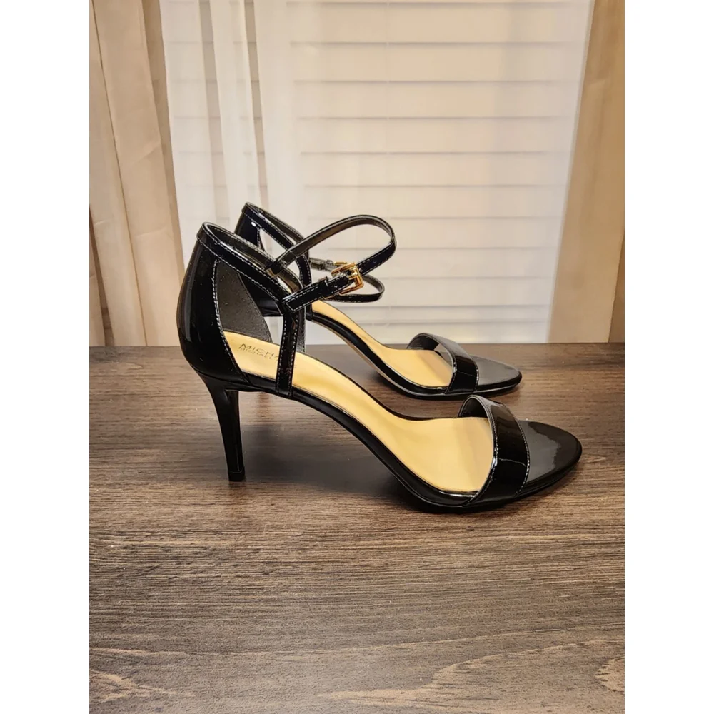 MICHAEL KORS Classic Leather Ankle Strap Stiletto Heel Sandals 9.5 M